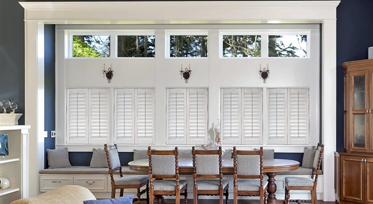 Atlanta great room with Studio plantation shutters.